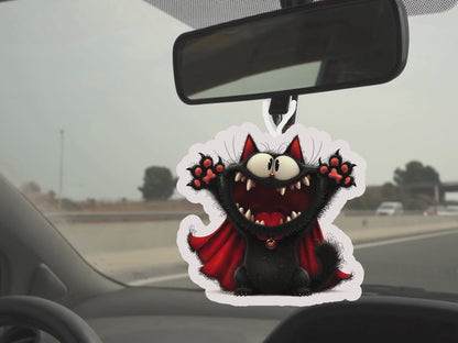 Black Cat Car Freshener Set of 3 — Kitten, Skull & Vampire Cat